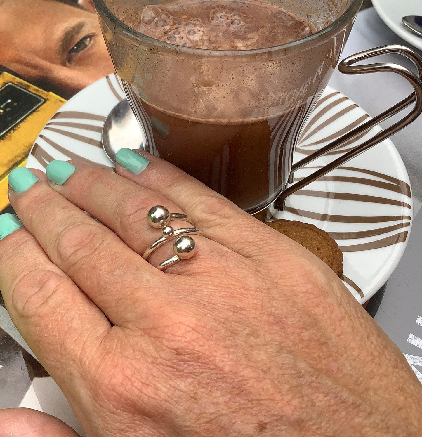 Sterling silver adjustable ring with balls