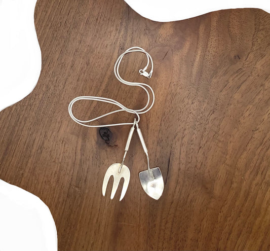 Sterling silver gardening tools pendant